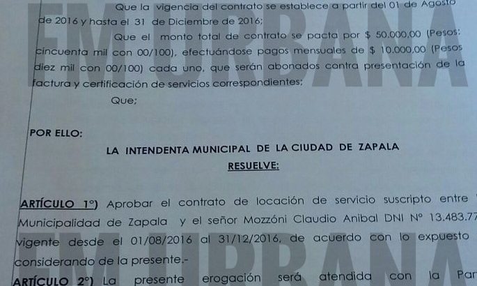 Zapala: Polémico contrato a un ex funcionario Rionegrino