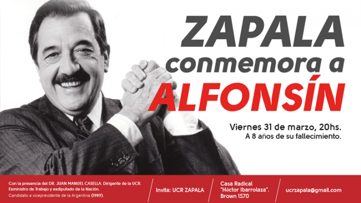 Zapala conmemora a Alfonsín, en un aniversario de su fallecimiento