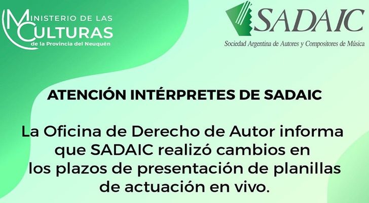 Información de SADAIC para intérpretes