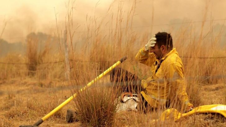 Un Zapalino combate los incendios en Corrientes y su foto recorre el mundo