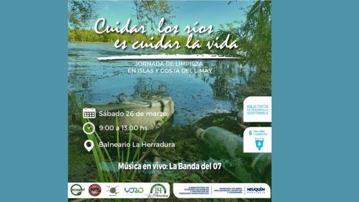 Organizan una jornada de limpieza en el río Limay por el Día Mundial del Agua